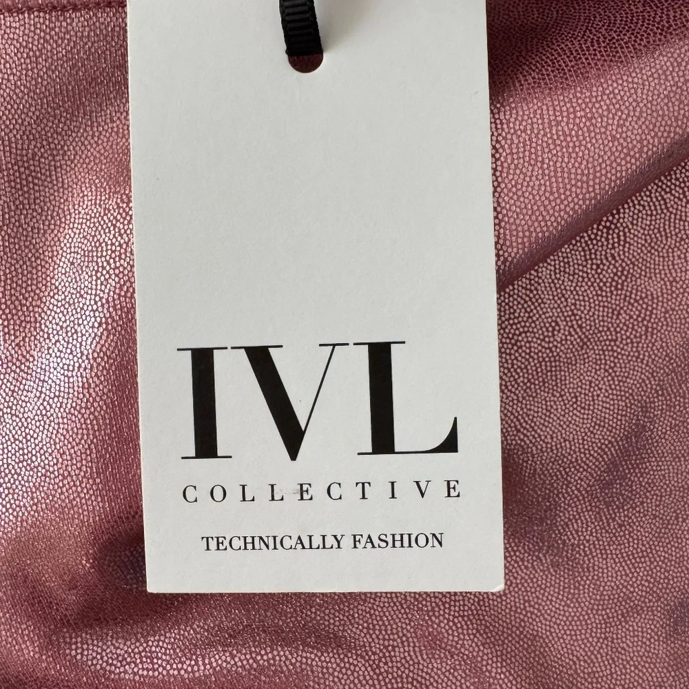 IVL Collective Rose Gold Shimmer Cropped Leggings - Size 6 - 23 in inseam - Picture 3 of 4